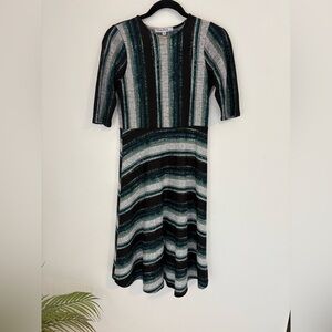 Striped Black and Green Women's Dress - M